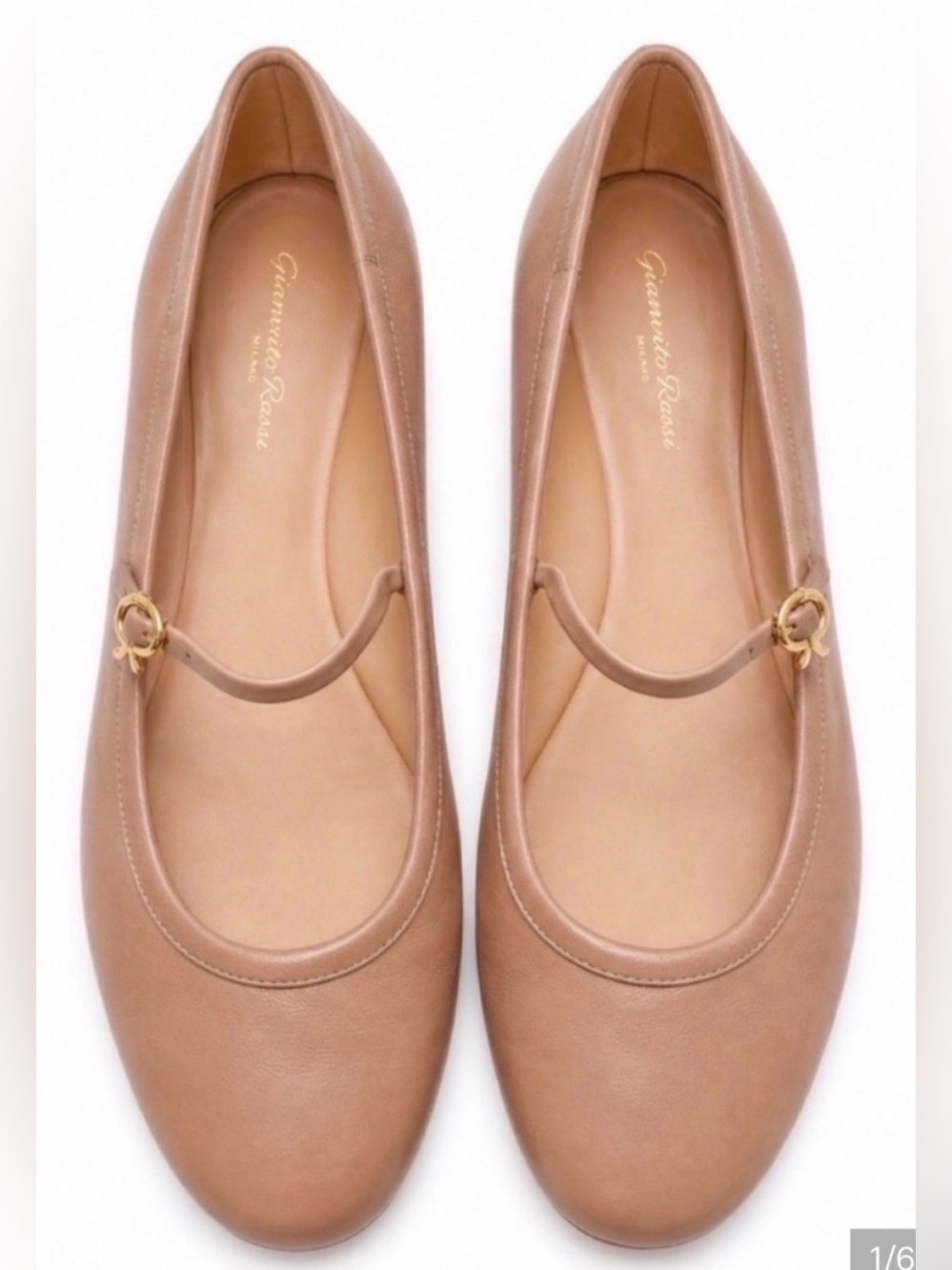 Gianvito Rossi | Carla Mary Jane Ballet Flats |Beige Leather | EU 40